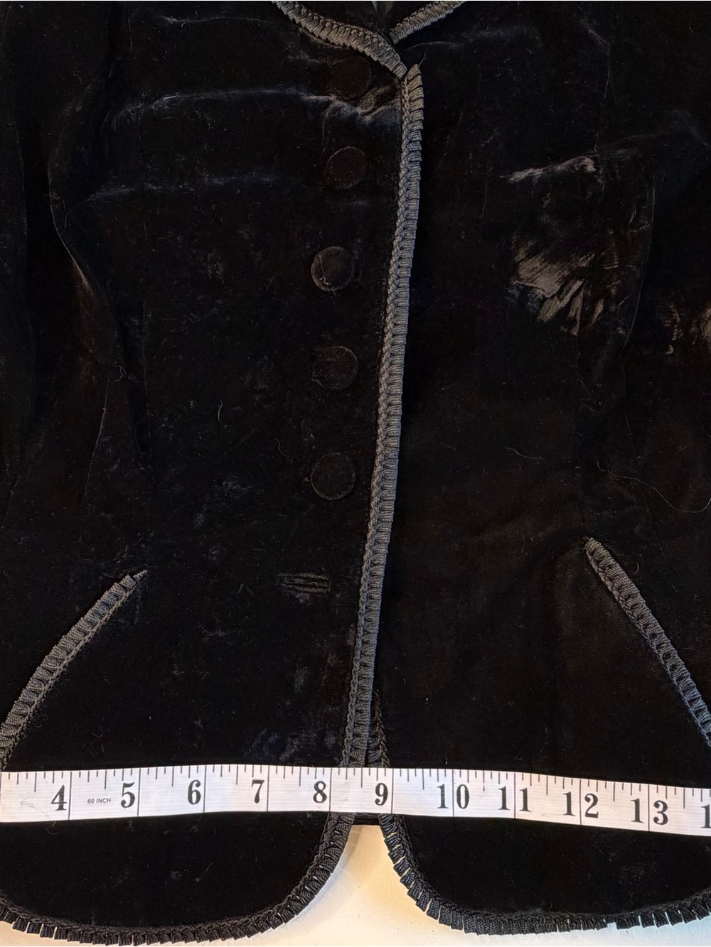 Vintage Black Velvet Blazer with Braided Trim - Picture 6 of 9